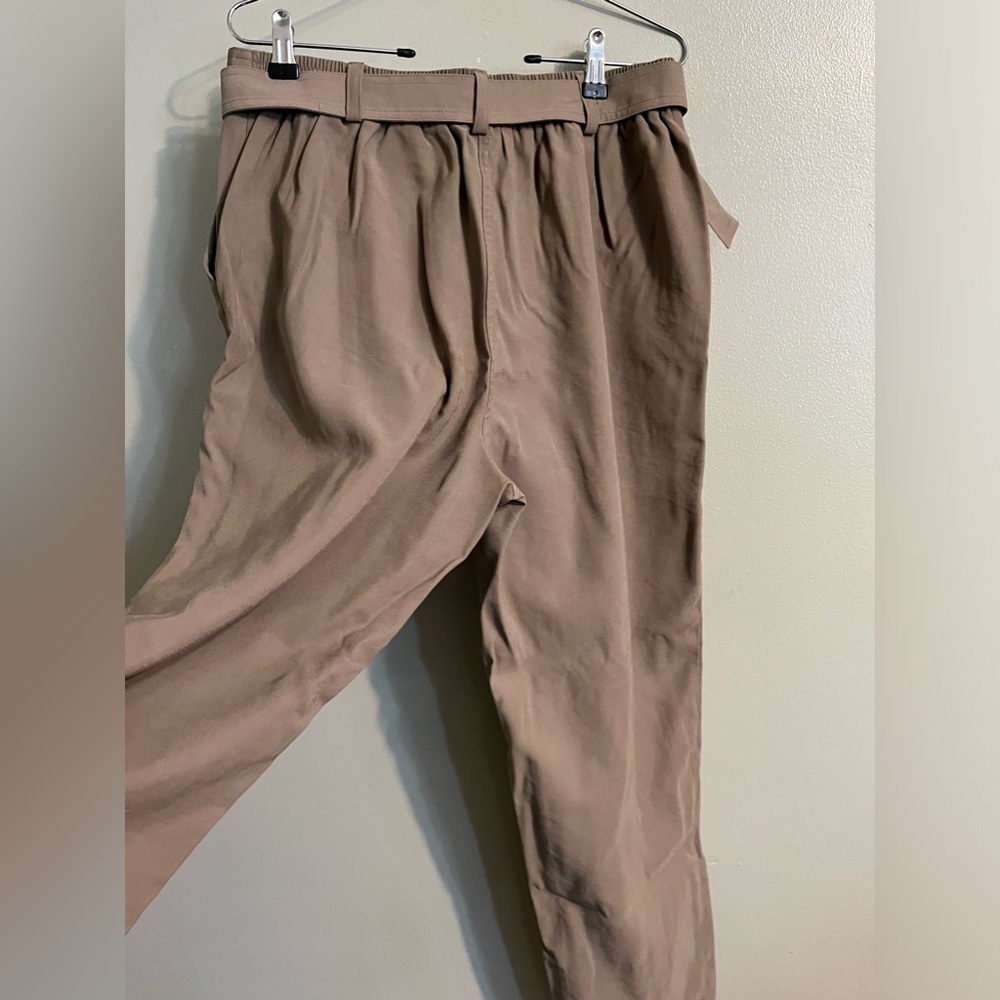 Nine West Womens Beige High Rise Cargo Pants Ankle Relaxed Through Hip Pants 14